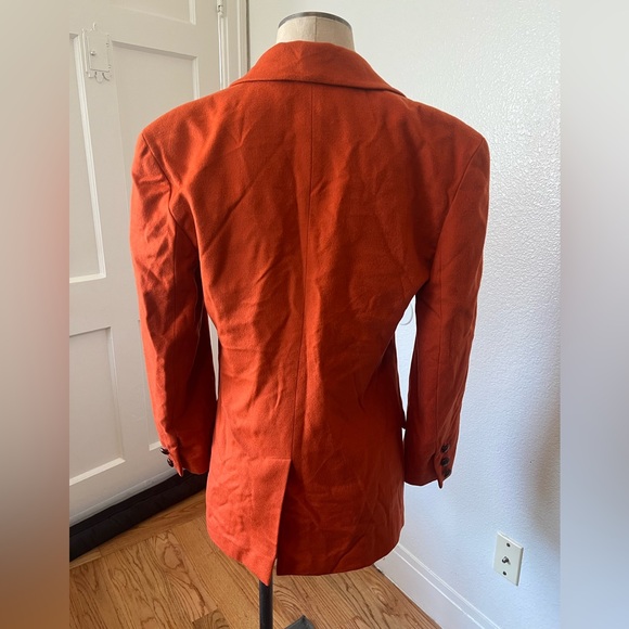 Vintage 1980s Mary Ann Restivo Persimmon Orange Wool and Cashmere Blazer  Sz 4 - Picture 2 of 12